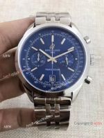 Breitling Transocean Blue Dial Chronograph Replica Watch - Stainless Steel